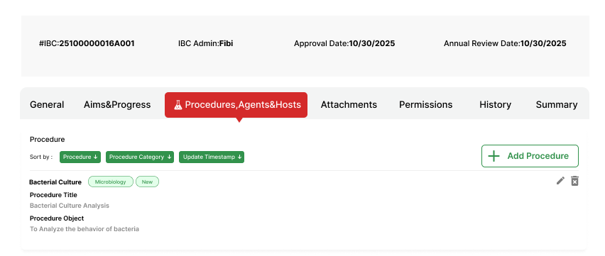 institutional biosafety committee management system dashboard