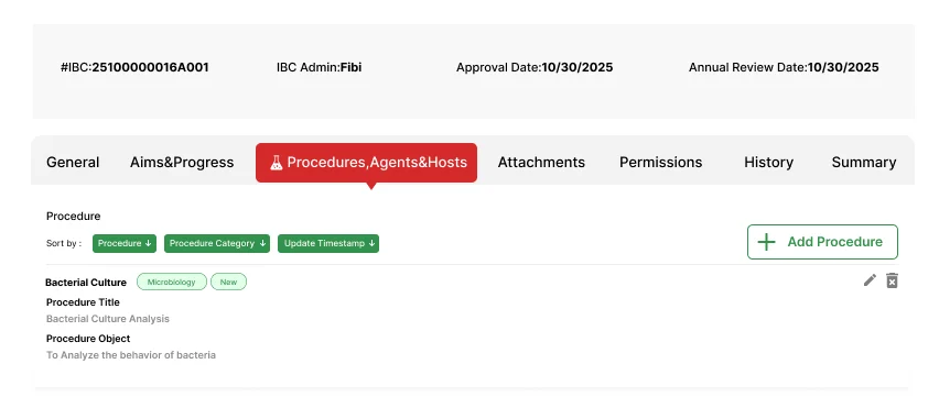 institutional biosafety committee management system dashboard