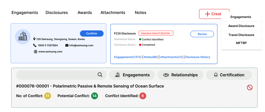 conflict of interest management software dashboard